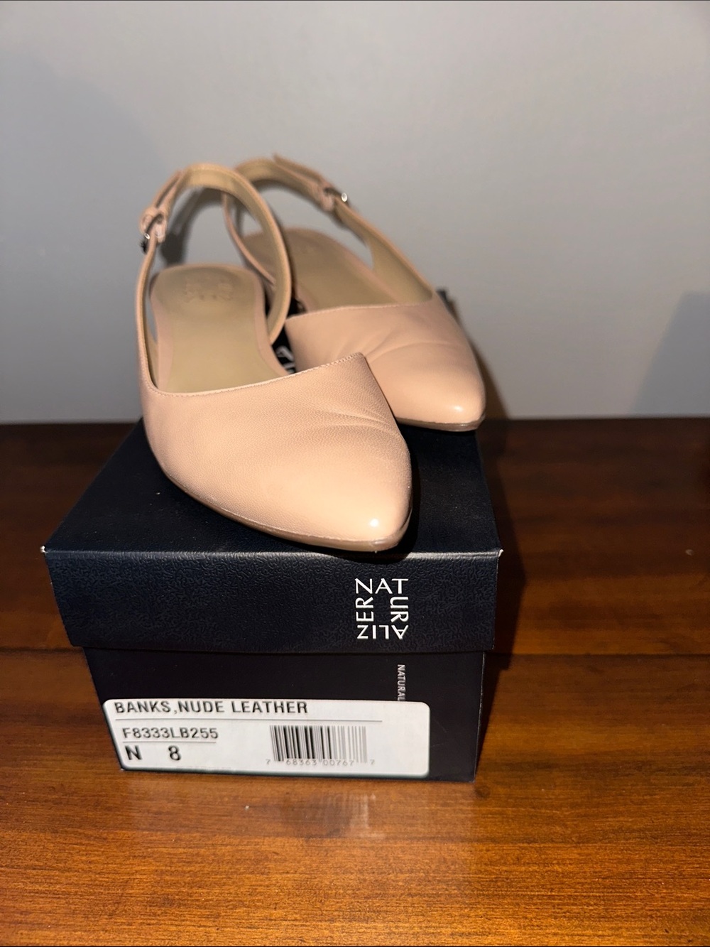 Naturalizer Nude Pointed Leather Slingback Flats